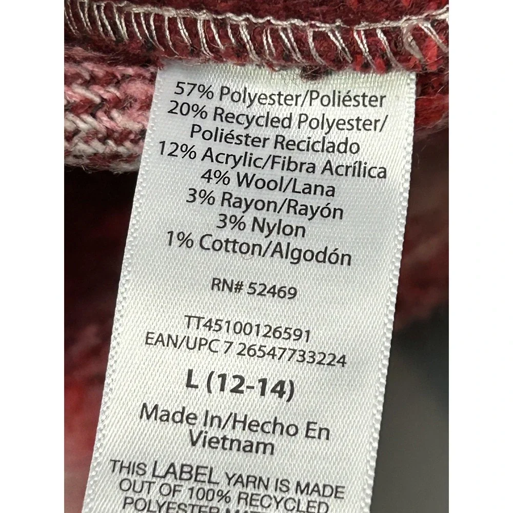Time and Tru Jacket Womens Large Red White Plaid Button Up‎ Wool Blend Shacket